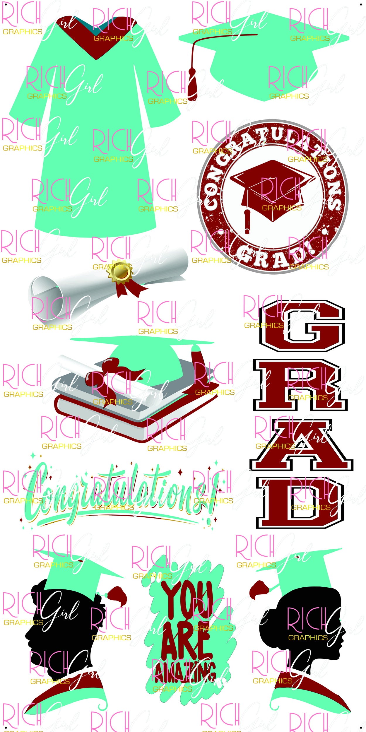 Graduation Flair TEAL Yard Card (Available in Glitter & Plain)