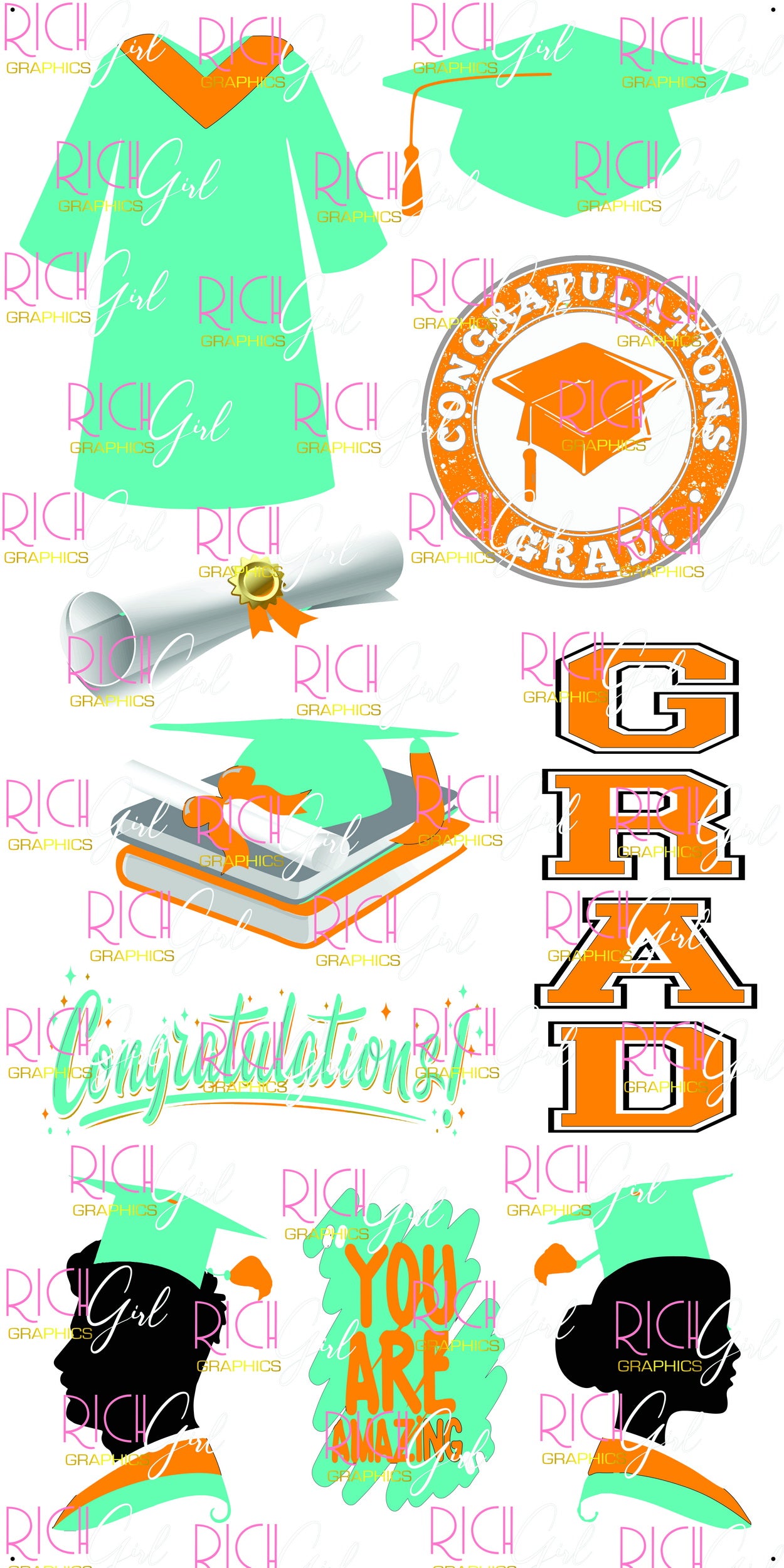 Graduation Flair TEAL Yard Card (Available in Glitter & Plain)