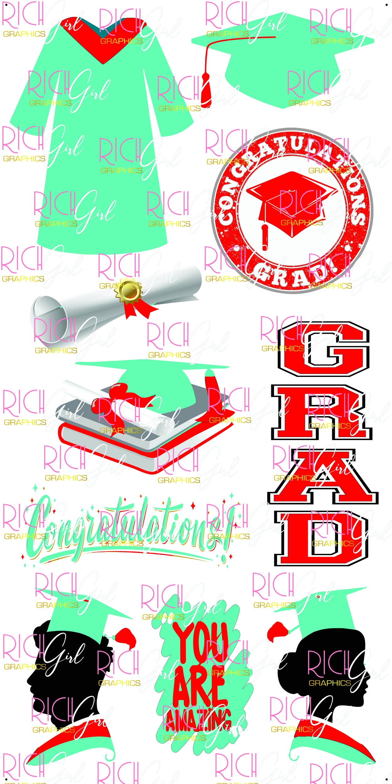 Graduation Flair TEAL Yard Card (Available in Glitter & Plain)