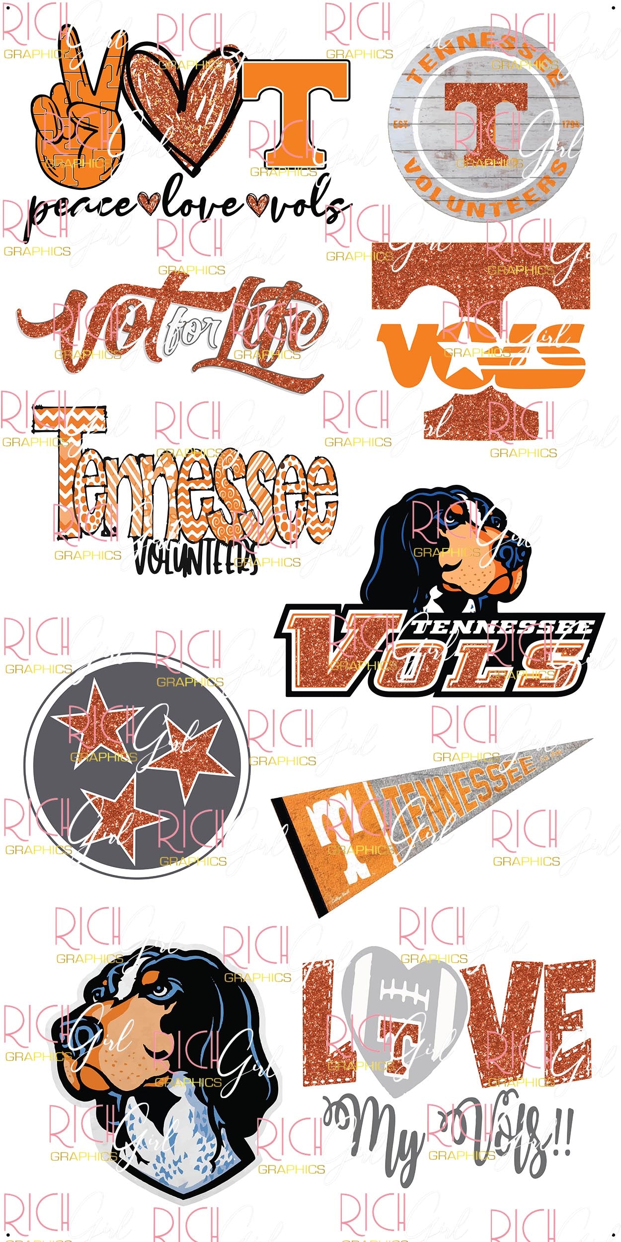 University of Tennessee Yard Card (Plain and Glitter Available)