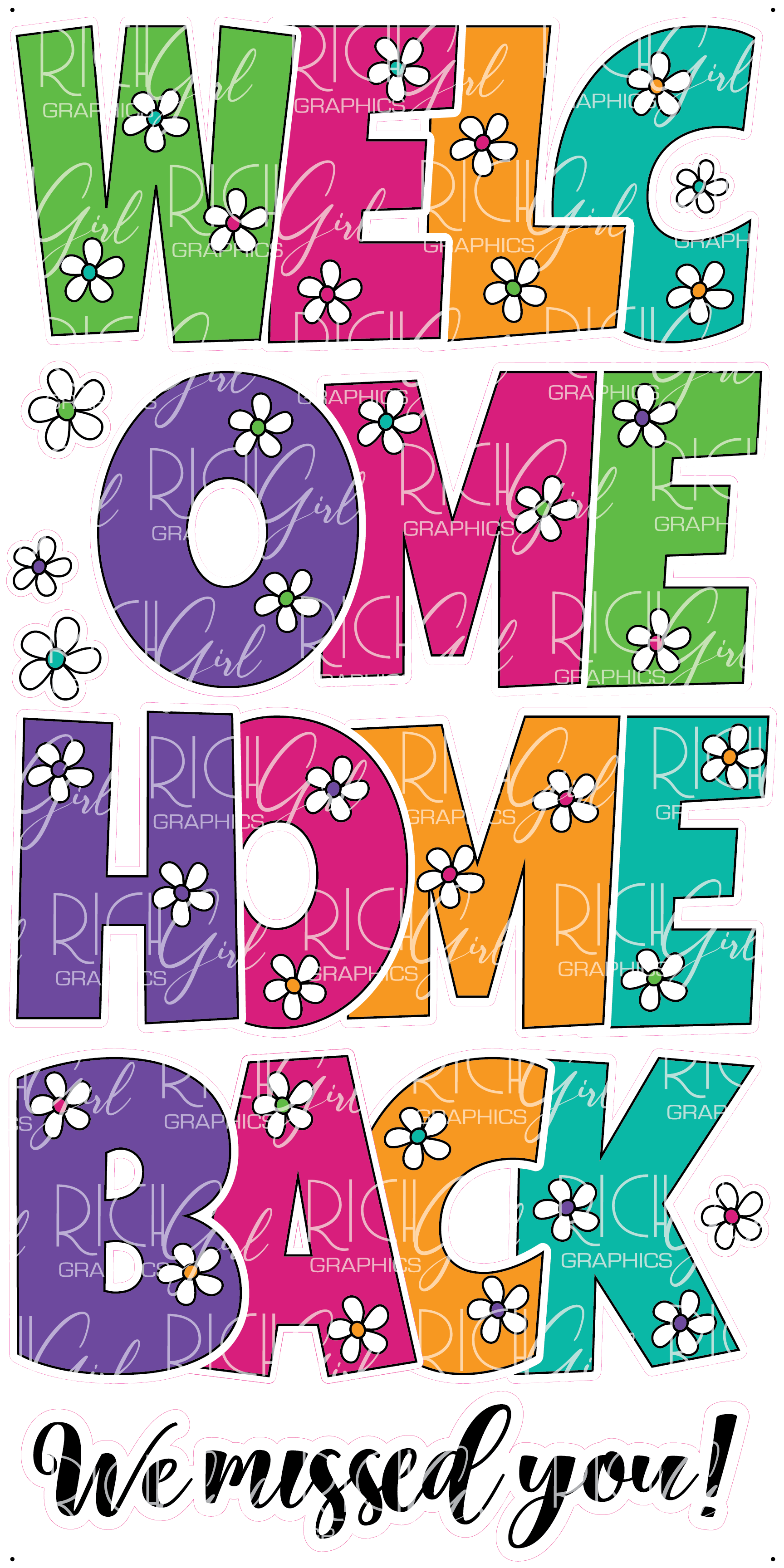 EZ Set - Welcome Home/Back With Flowers Yard Card