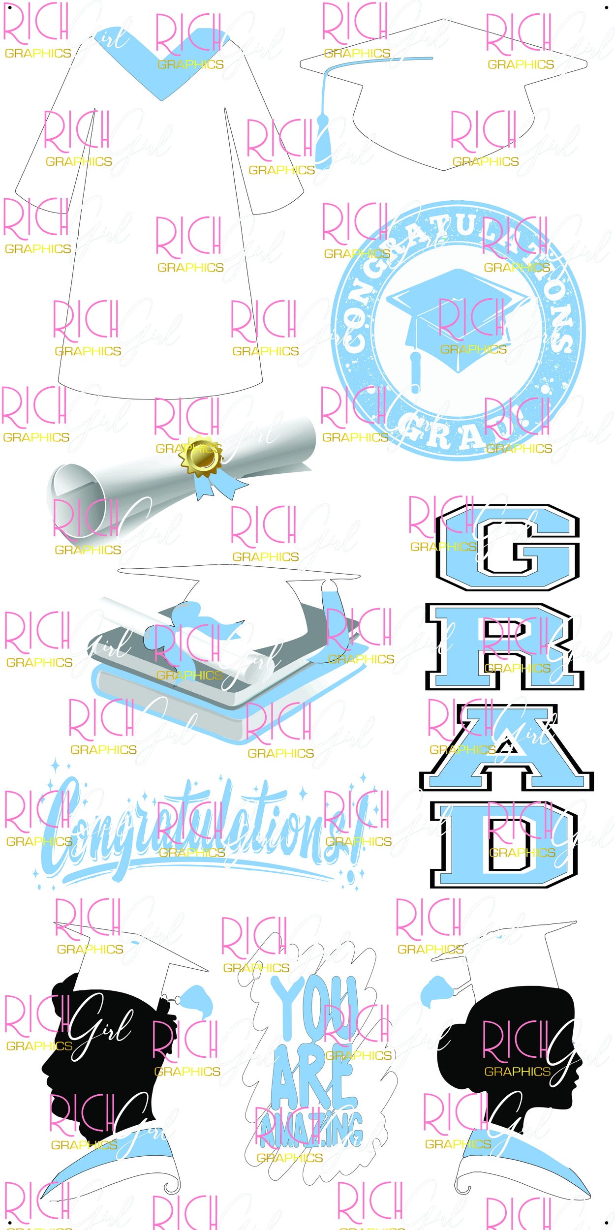 Graduation Flair WHITE Yard Card (Available in Glitter & Plain)