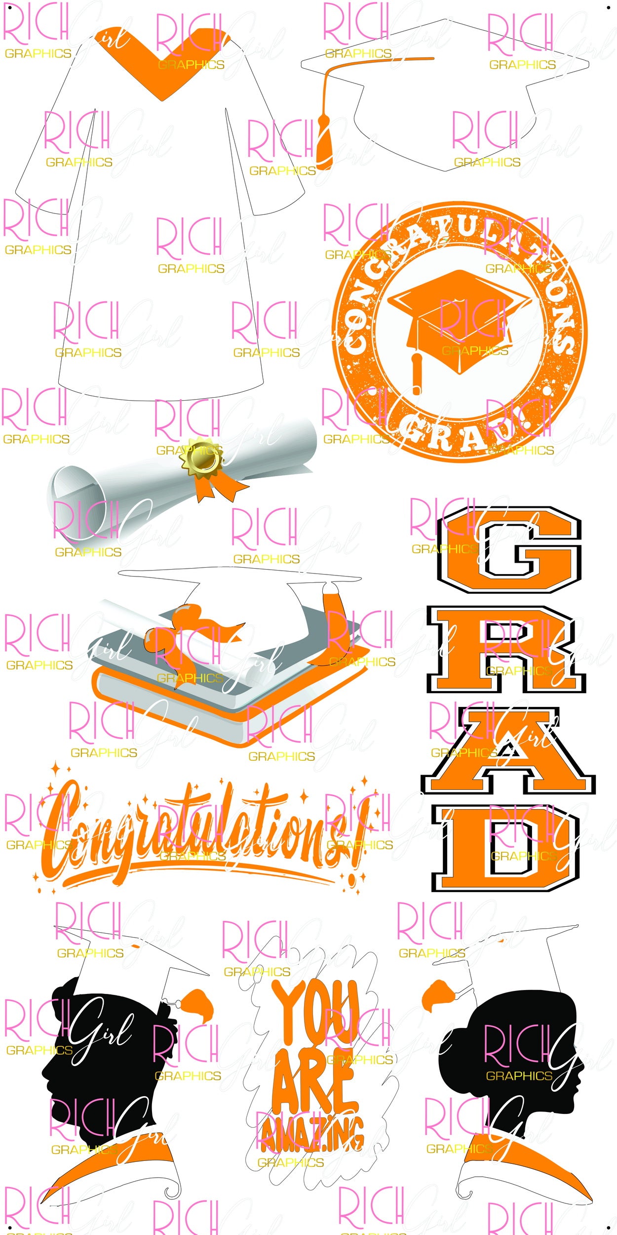 Graduation Flair WHITE Yard Card (Available in Glitter & Plain)