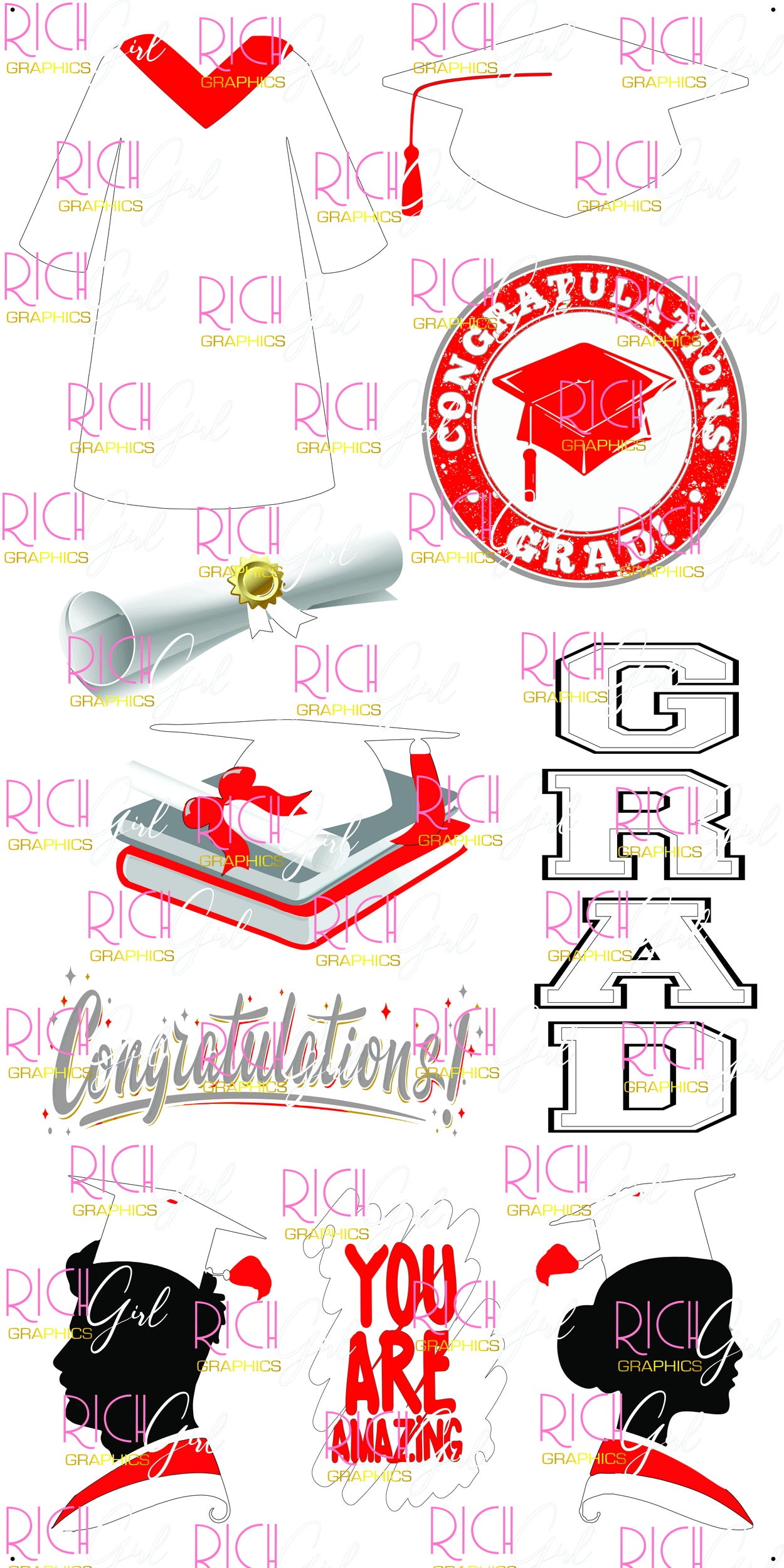 Graduation Flair WHITE Yard Card (Available in Glitter & Plain)