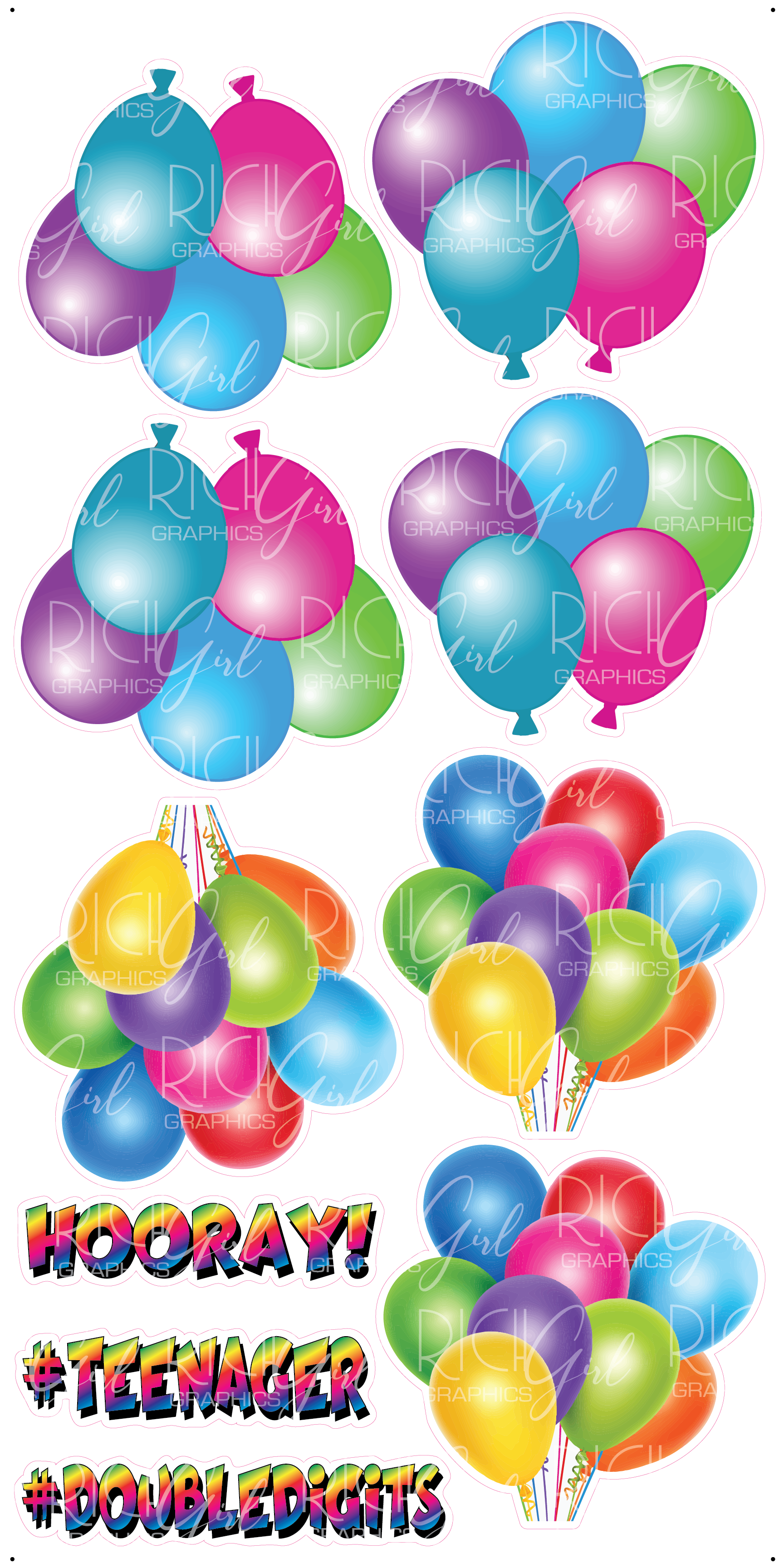 Colourful Bunches & Flair Yard Card