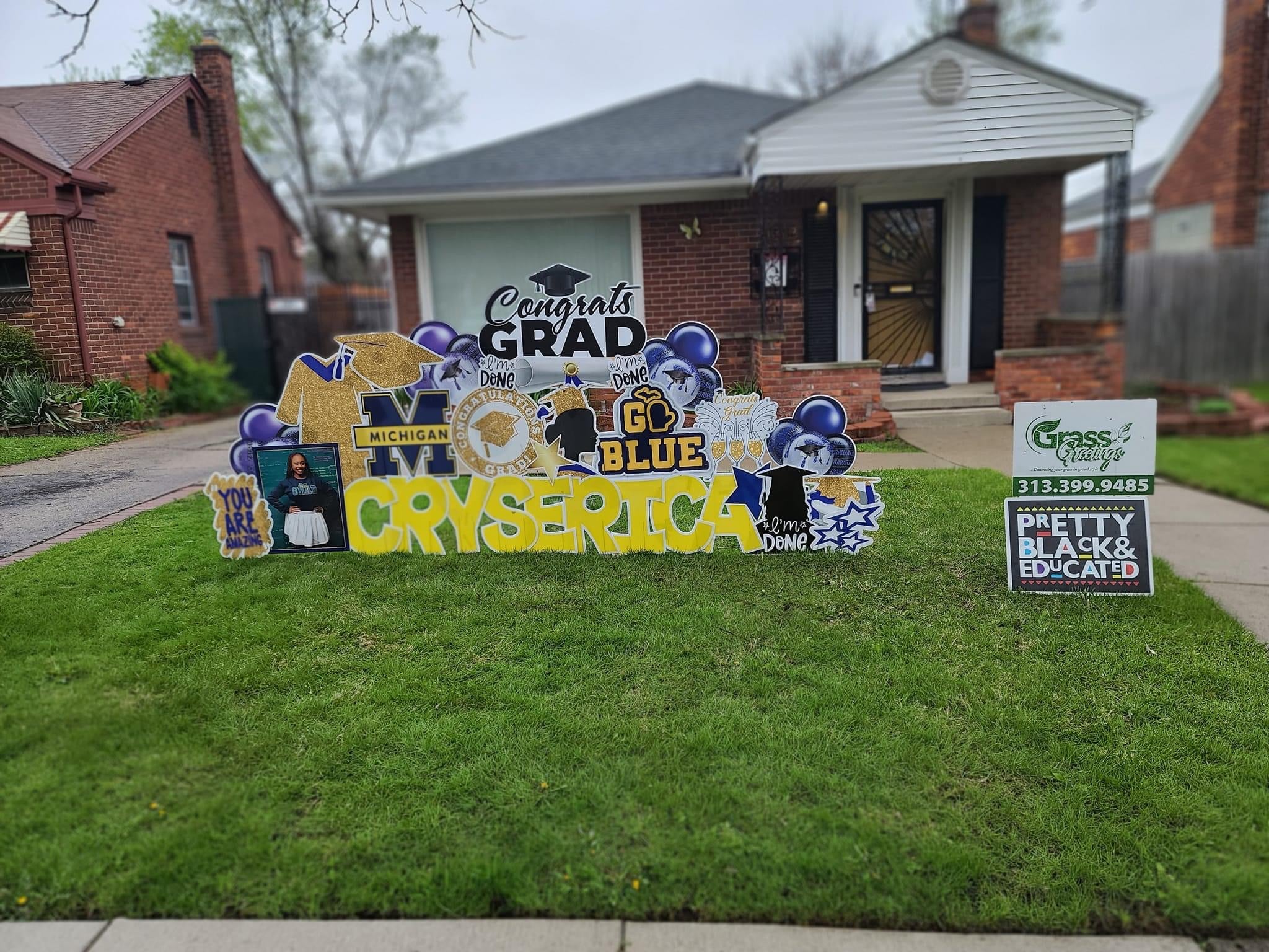 Graduation Flair GOLD Yard Card (Available in Glitter & Plain)