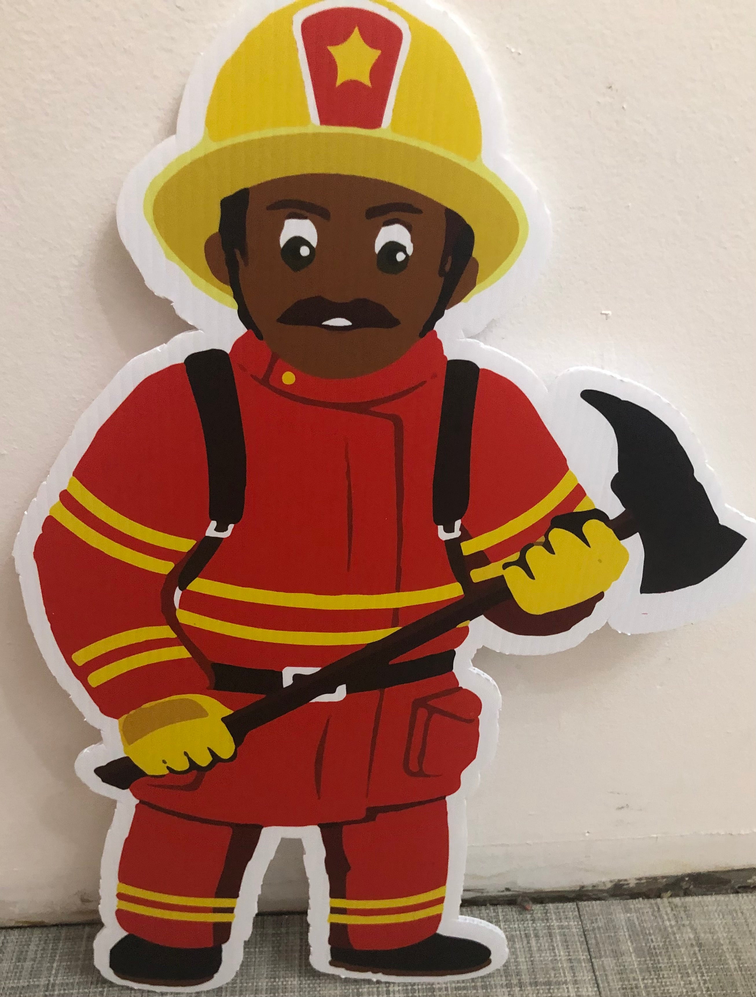 Engine Engine No. 9 - FIREFIGHTER Yard Card (Available In Dark and Light Skintone)