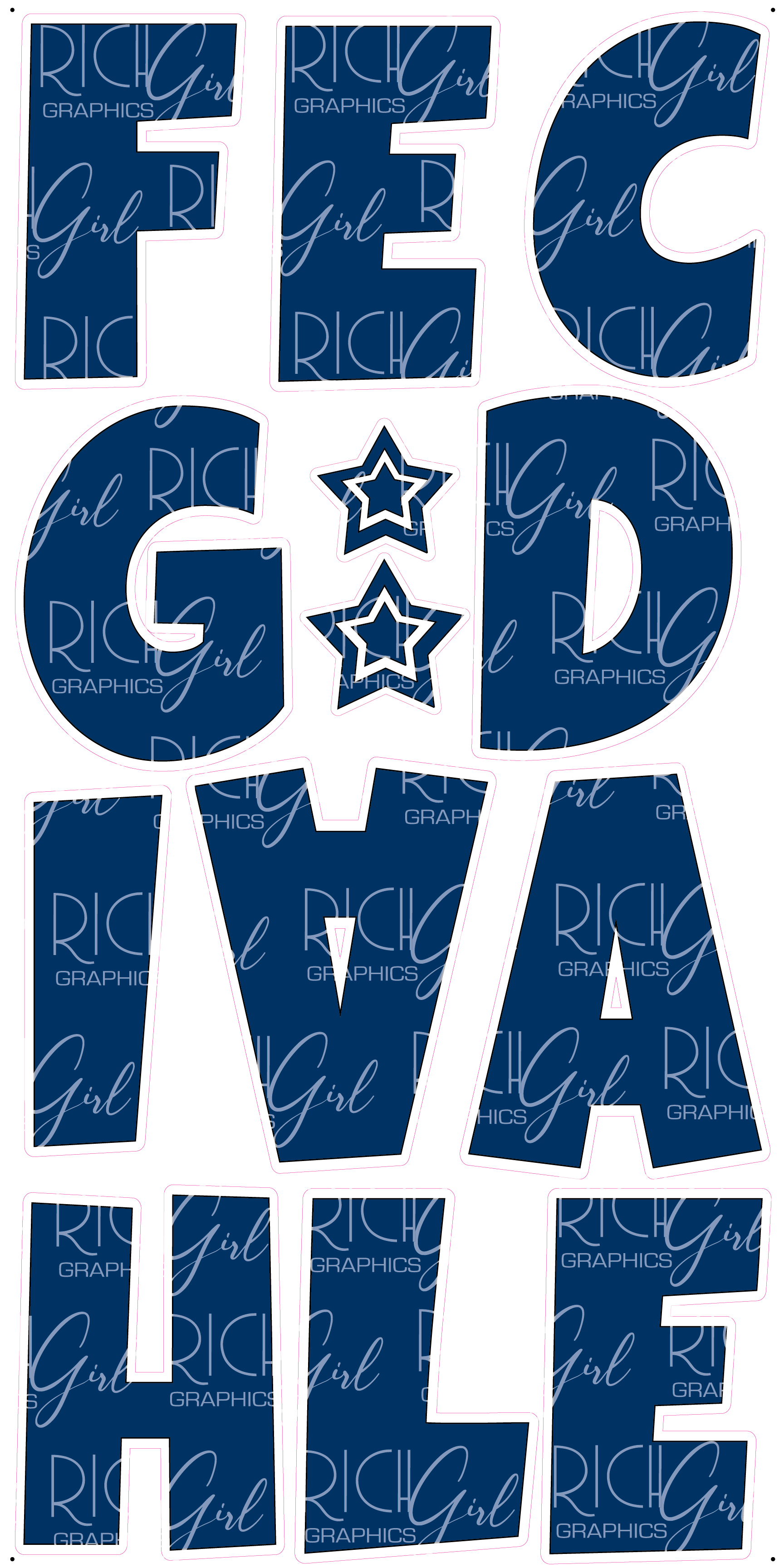 Alphabet Set 23-Inch Luckiest Guy Font Yard Card (Any Color - Available in Plain and Sparkle)