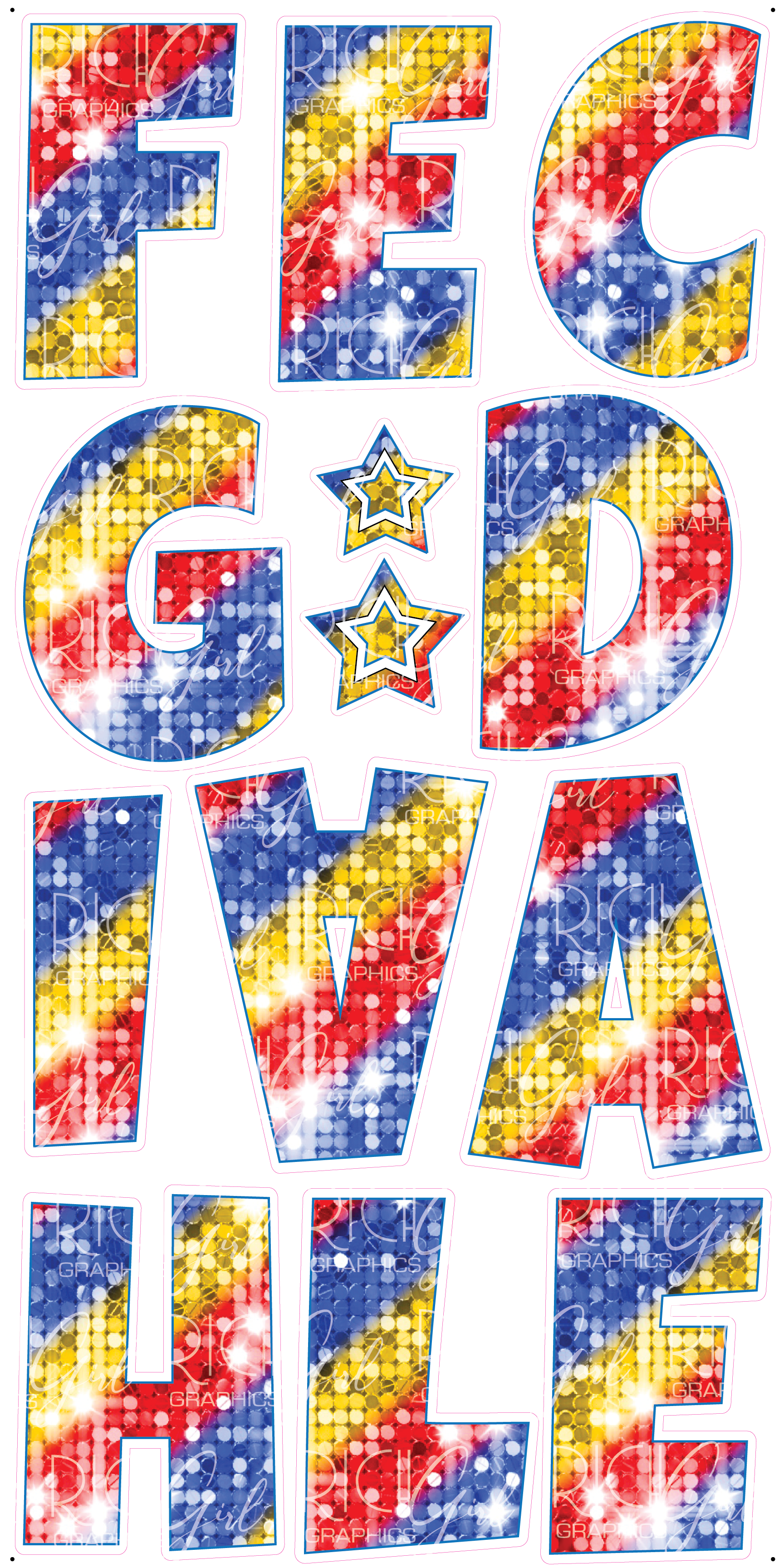 Alphabet Set 23-Inch Luckiest Guy Font Yard Card (Any Color - Available in Plain and Sparkle)