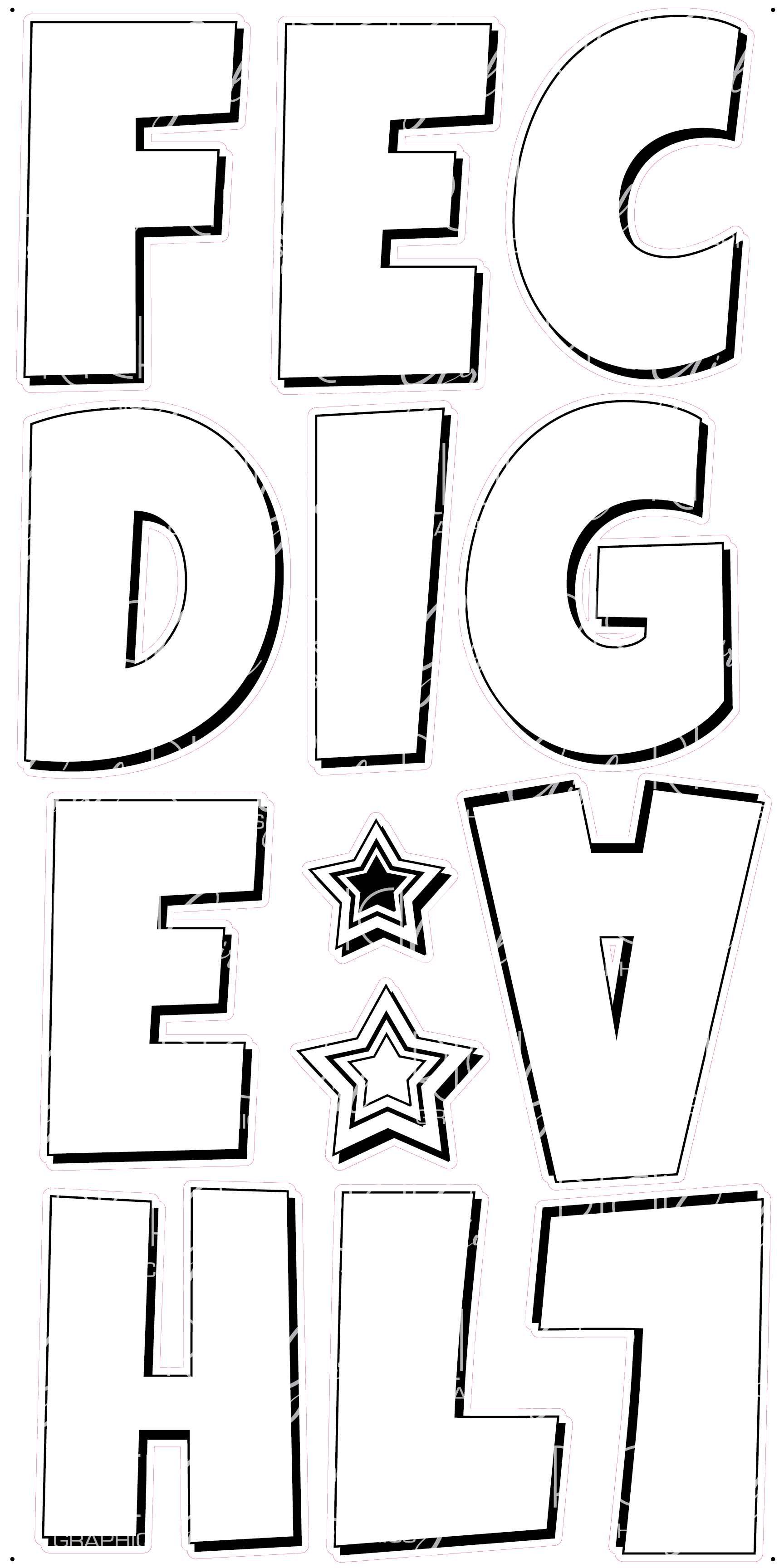 Alphabet Set 23-Inch Luckiest Guy Font Yard Card (Any Color - Available in Plain and Sparkle)