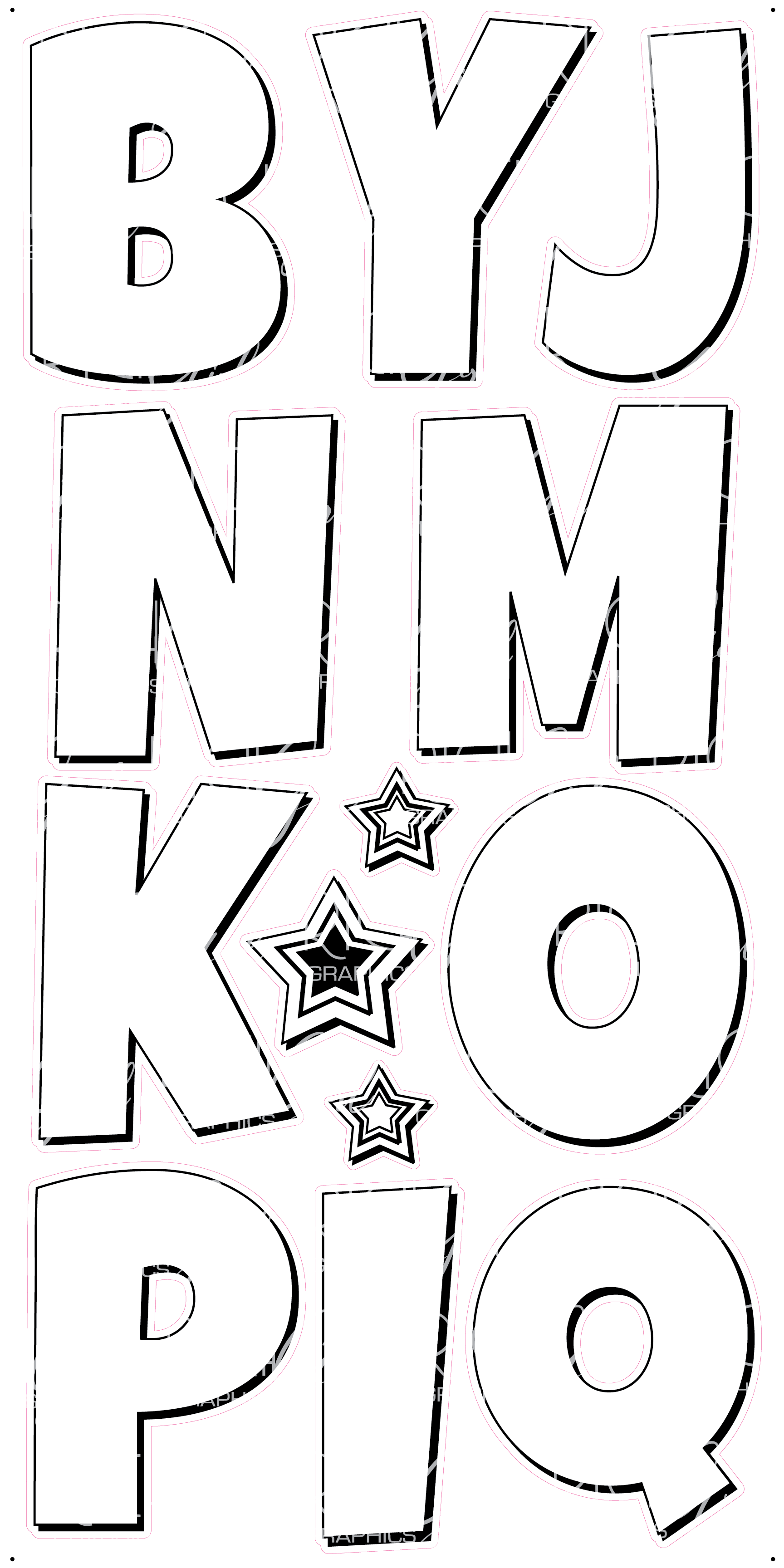 Alphabet Set 23-Inch Luckiest Guy Font Yard Card (Any Color - Available in Plain and Sparkle)